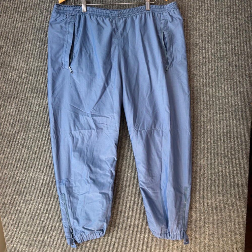 Vintage Eddie Bauer Track Pants Mens XL Blue Nylon Joggers Y2K Ankle Zip Pockets